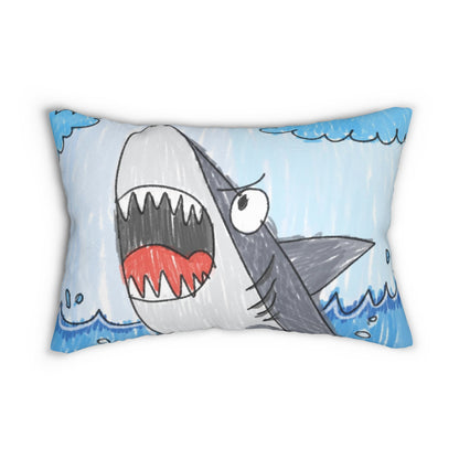 Shark Jaw Teeth Attack Ocean Sea Creature Spun Polyester Lumbar Pillow