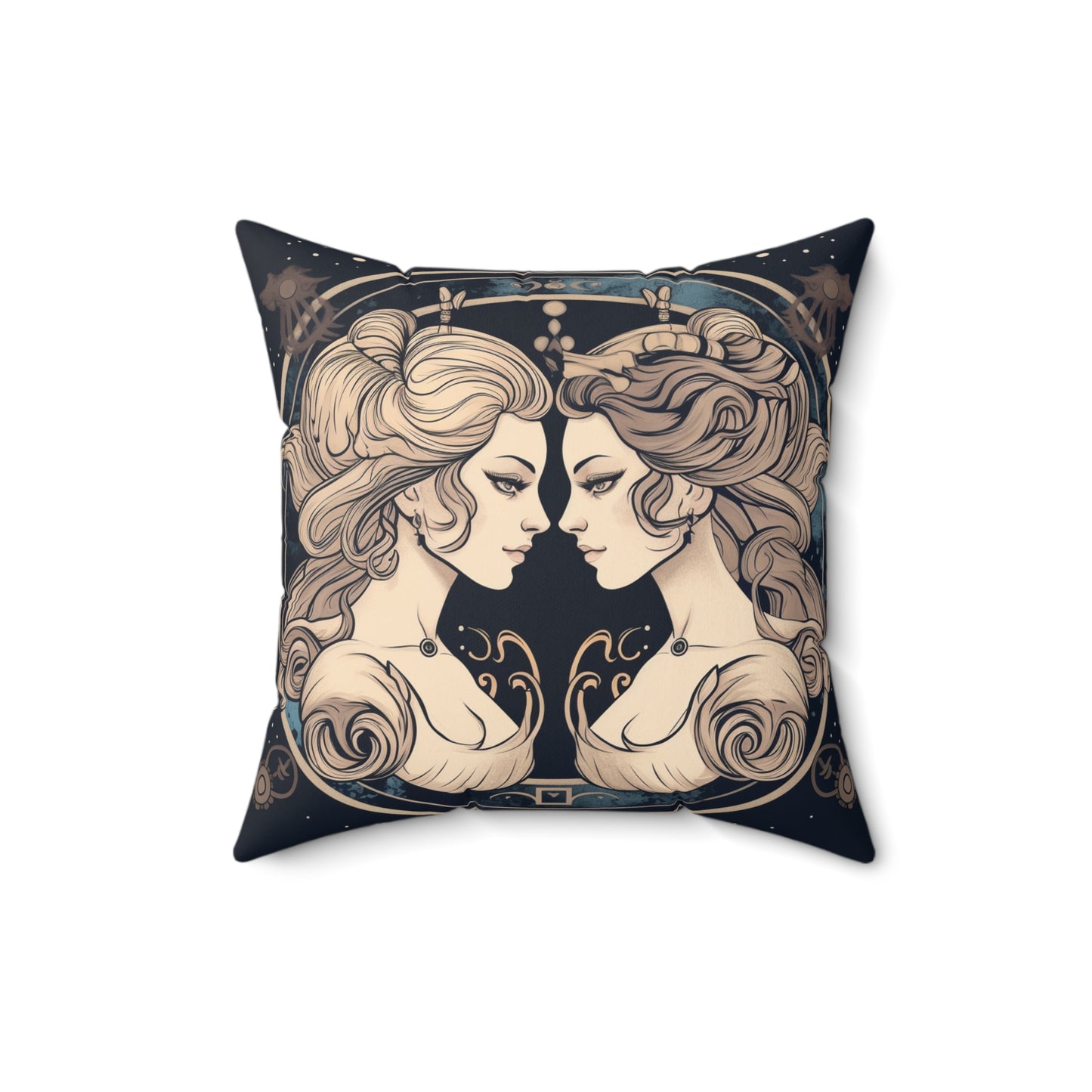 Duality of Gemini - Expressive Twins Zodiac - Spun Polyester Square Pillow