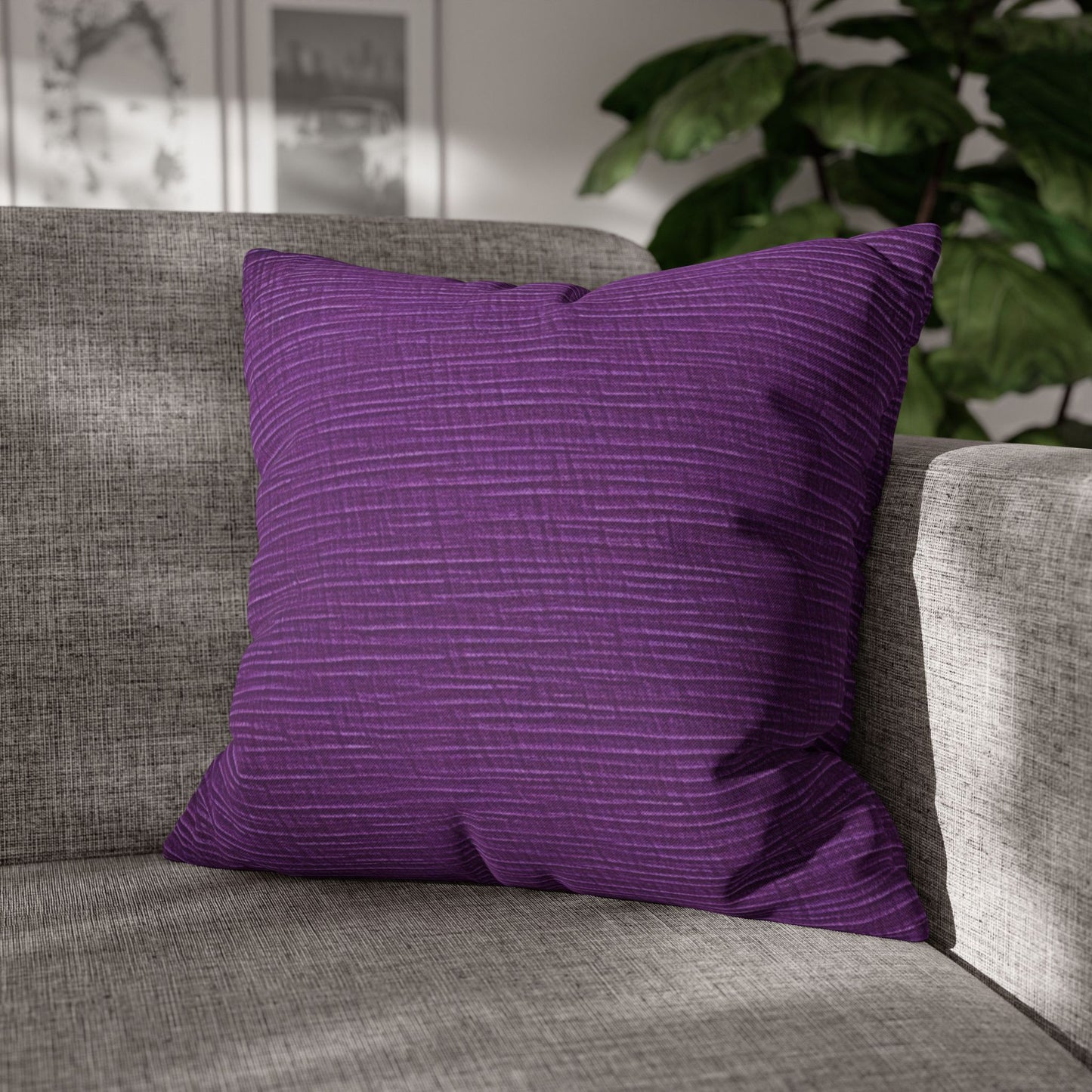 Violet/Plum/Purple: Denim-Inspired Luxurious Fabric - Spun Polyester Square Pillow Case