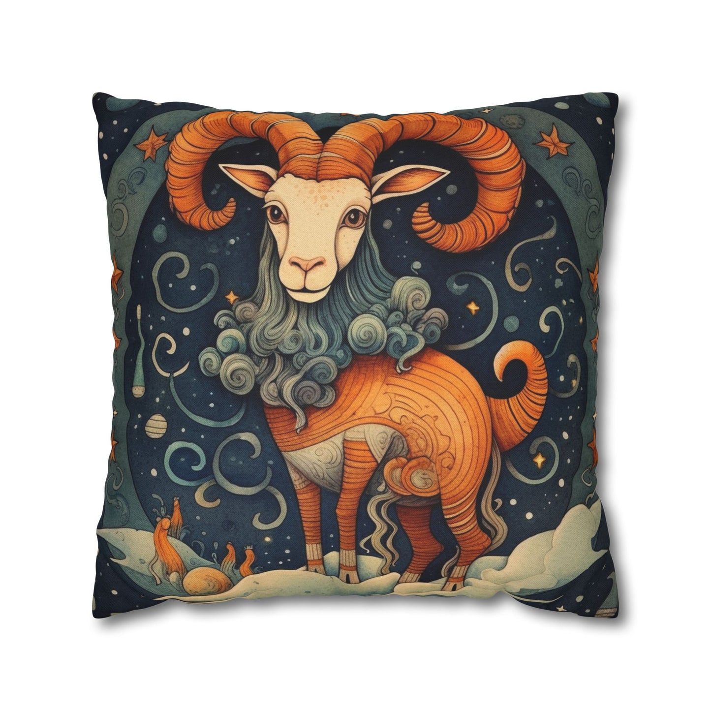 Capricorn Zodiac Children's Book Style Humorous Design - Spun Polyester Square Pillow Case