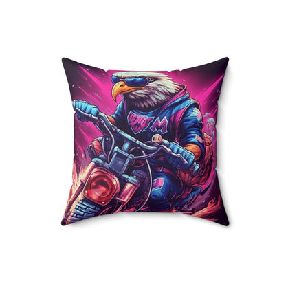 Biker USA American Eagle Motorcycle Graphic Spun Polyester Square Pillow