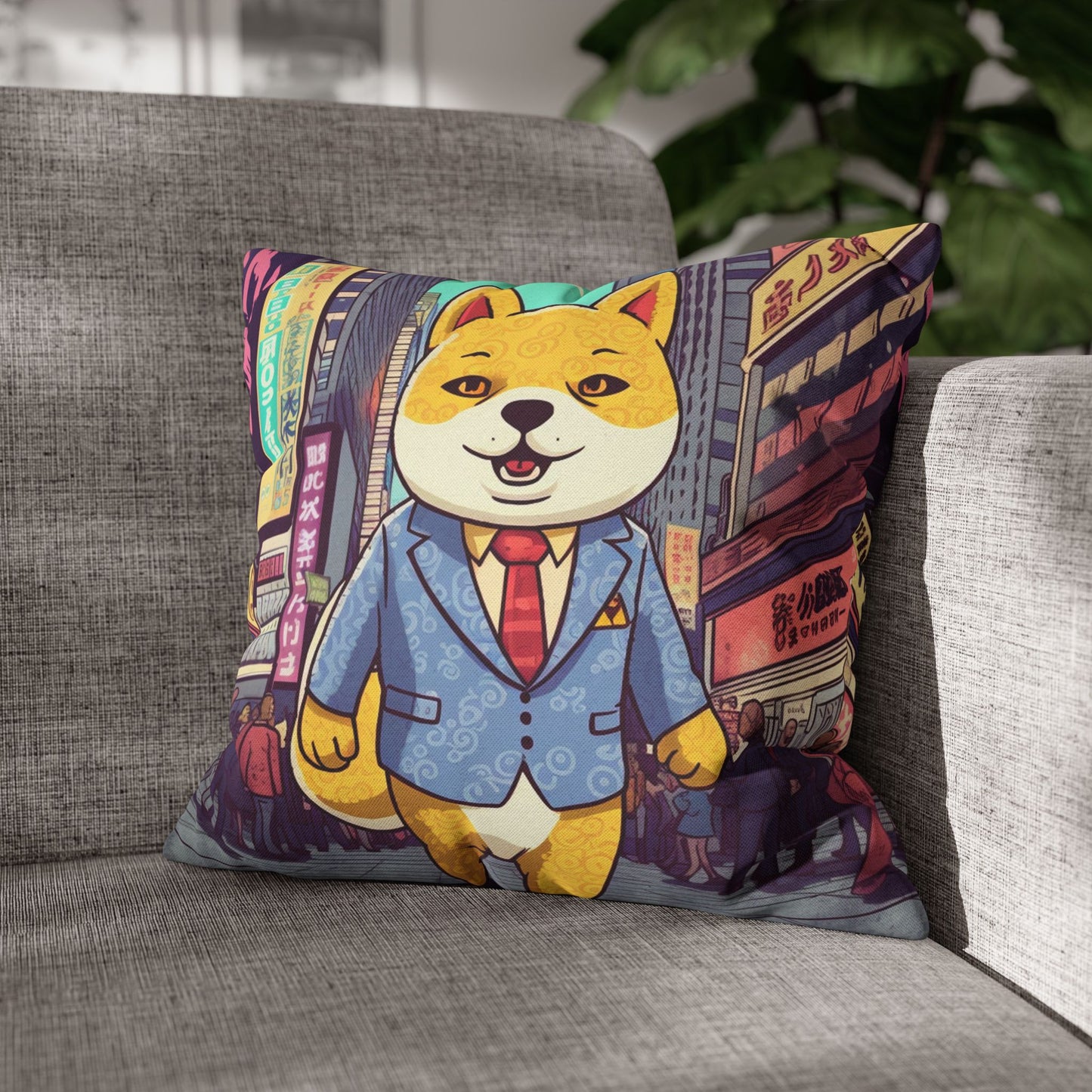 Shiba Inu Business Dog Pillow Case Crypto Fan Favorite, Polyester