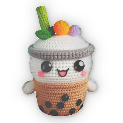 Crochet Boba Tea Plush Shaped Pillow