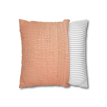 Soft Pink-Orange Peach: Denim-Inspired, Lush Fabric - Spun Polyester Square Pillow Case