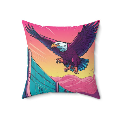 American Bald Eagle Border Build Fly Wall Graphic Spun Polyester Square Pillow