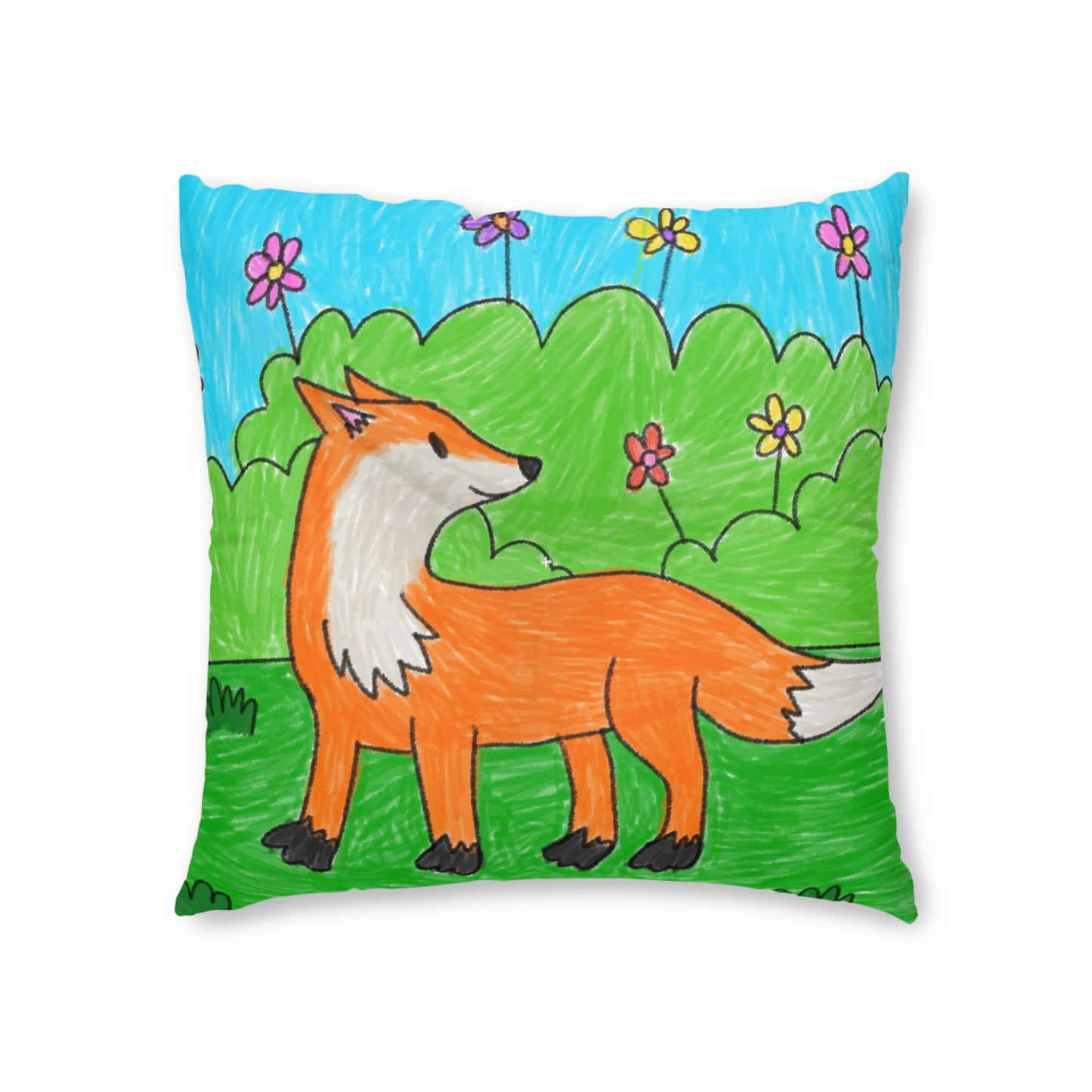 Fox Woodland Animal Foxy Tufted Floor Pillow, Square