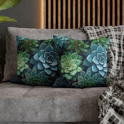 Minimalist Succulent Array - Vibrant Botanical Pattern Spun Polyester Square Pillow Case