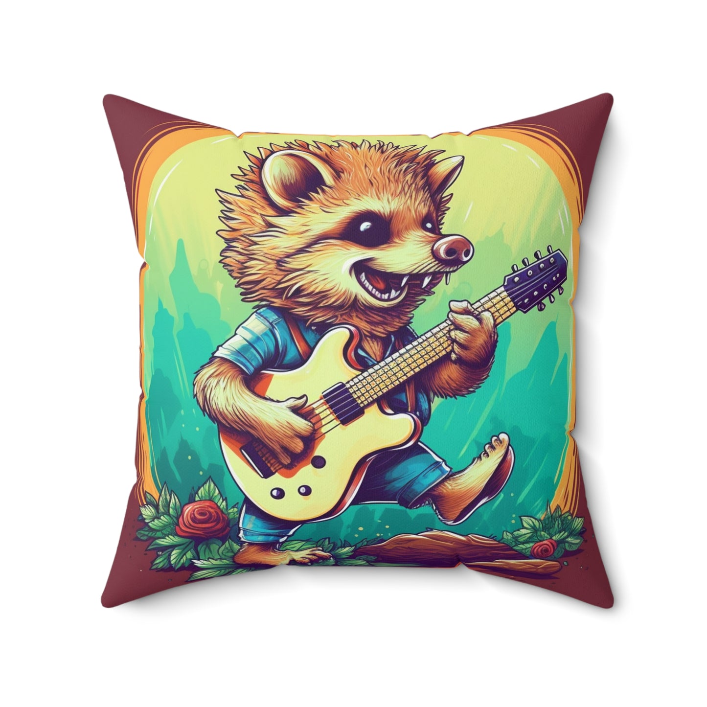 Hedgehog Stylish Culture Band Music Graphic Spun Polyester Square Pillow