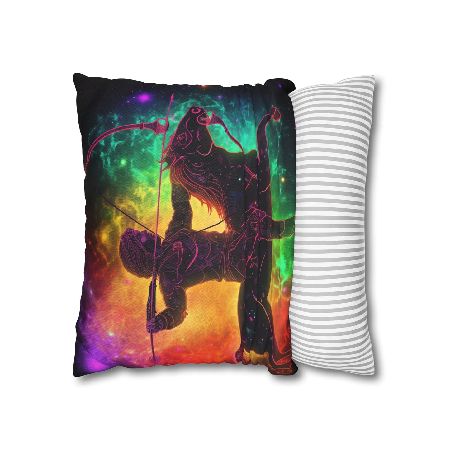 Colorful Sagittarius Zodiac Sign - Star Universe Theme - Spun Polyester Square Pillow Case