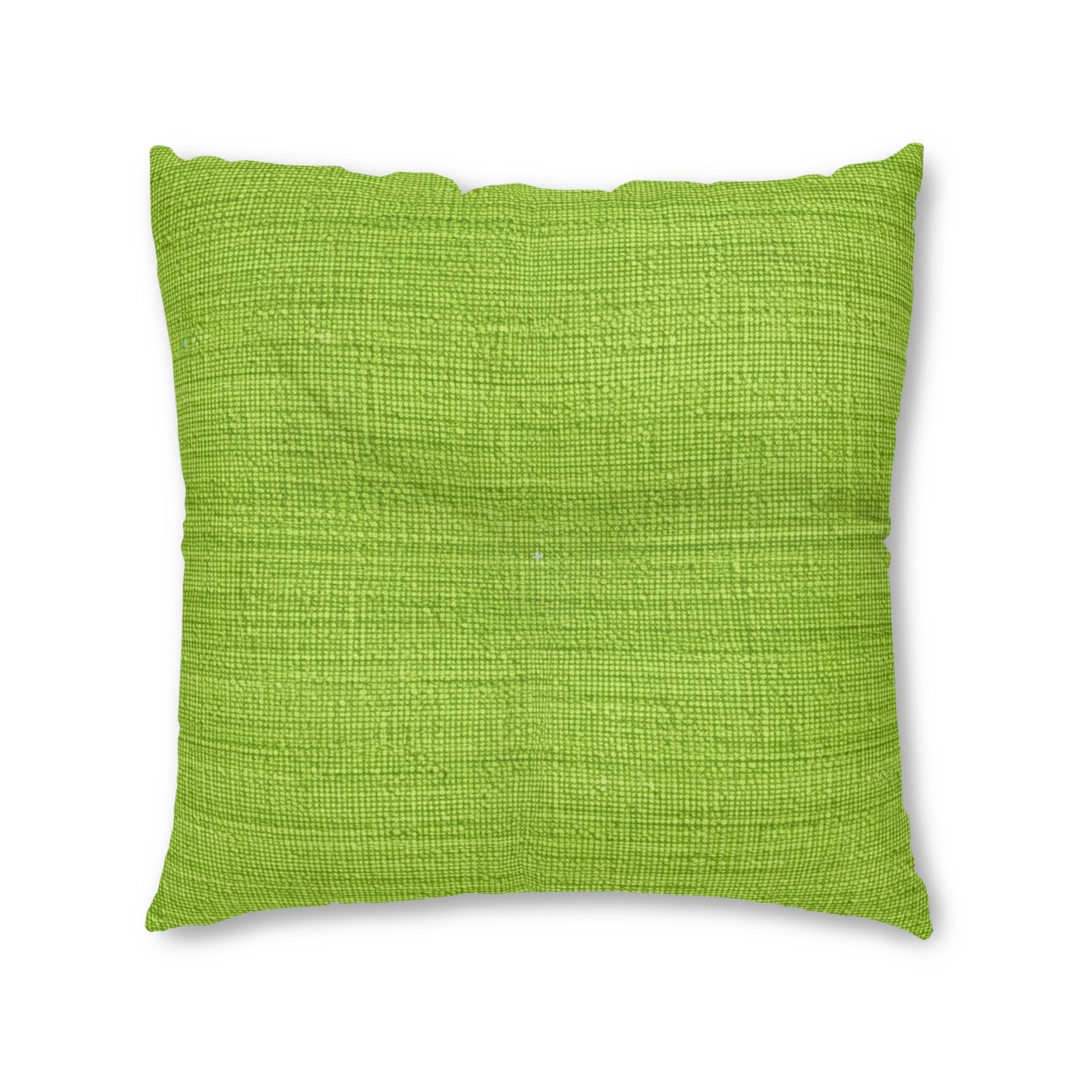 Lush Grass Neon Green: Denim-Inspired, Springtime Fabric Style - Tufted Floor Pillow, Square