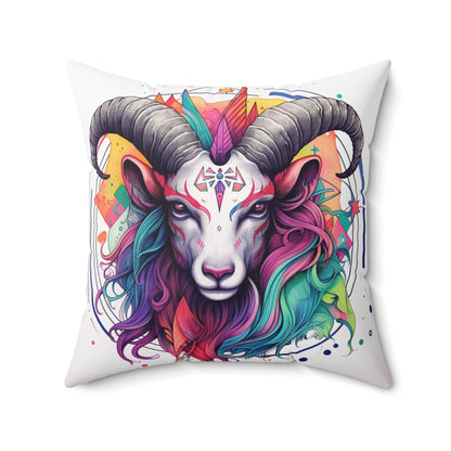 Chill Capricorn Style - Fine Line Multicolor Astrology Design - Spun Polyester Square Pillow