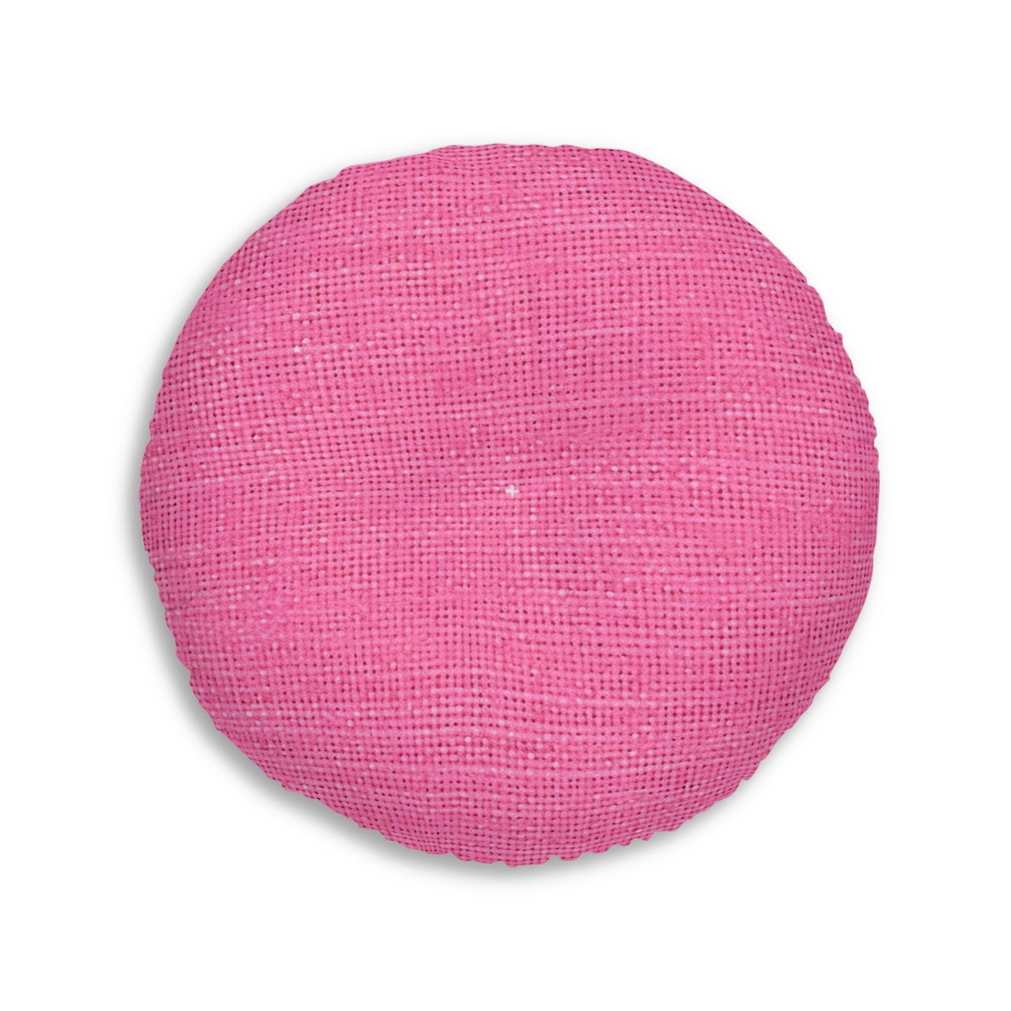 Doll-Like Pink Denim Designer Fabric Style - Tufted Floor Pillow, Round