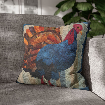 Thanksgiving Harvest Quilt: Festive Turkey Design for Holiday Season - Spun Polyester Square Pillow Case