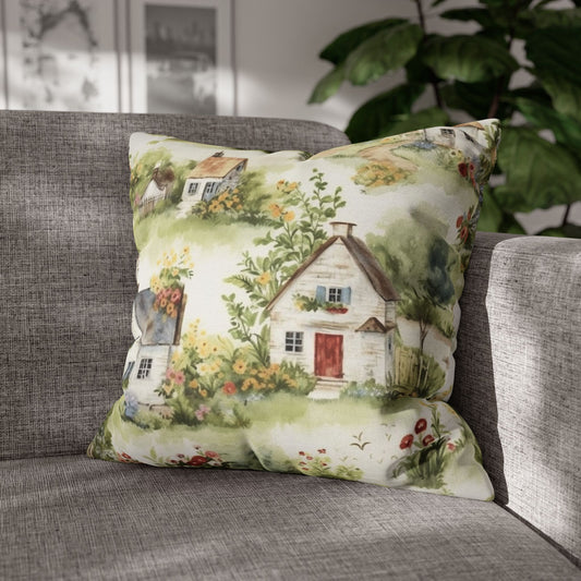 Cottagecore Classic House - Charming Rustic Grandmillenial Style - Eclectic Colors - Spun Polyester Square Pillow Case