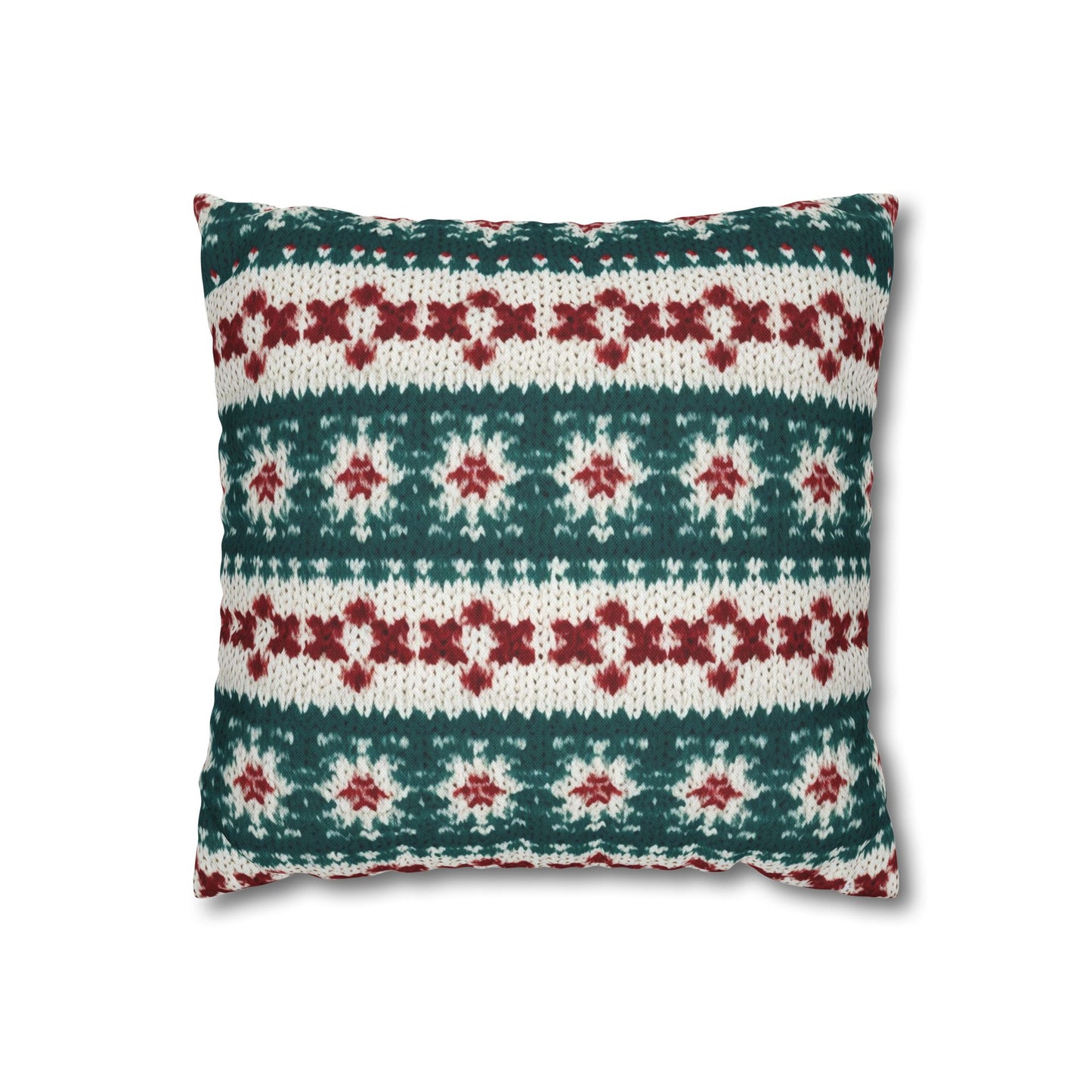 Christmas Knit Crochet Holiday, Festive Yuletide Pattern, Winter Season - Spun Polyester Square Pillow Case