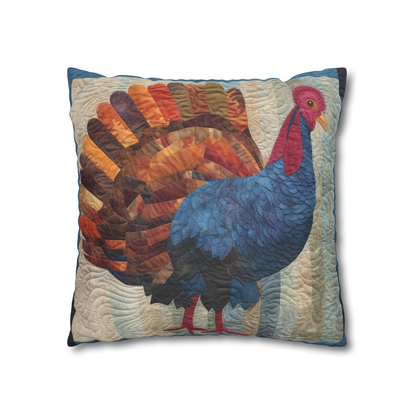 Thanksgiving Harvest Quilt: Festive Turkey Design for Holiday Season - Spun Polyester Square Pillow Case