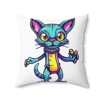 Cat Alien Creature Animal Spun Polyester Square Pillow