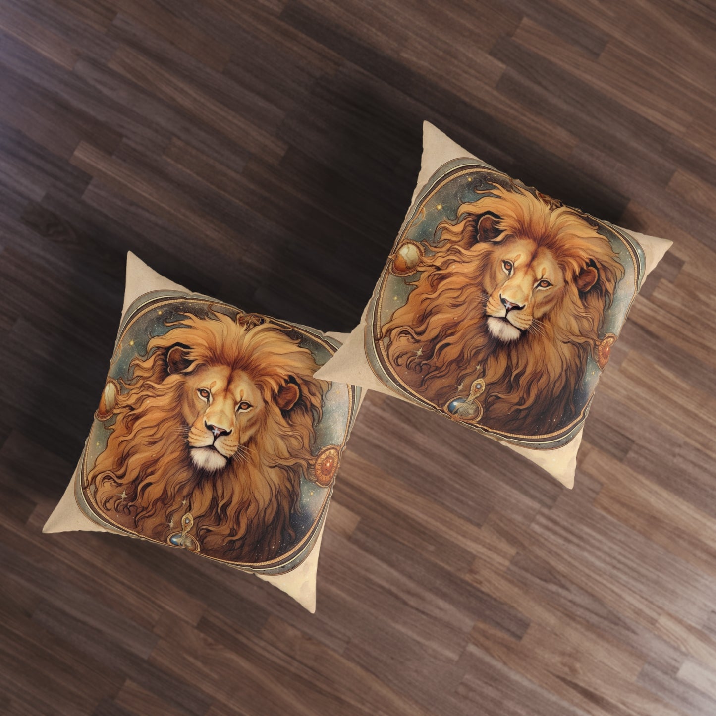 Astrological Leo Sign Vibrant Celestial Cosmic Zodiac - Tufted Floor Pillow, Square