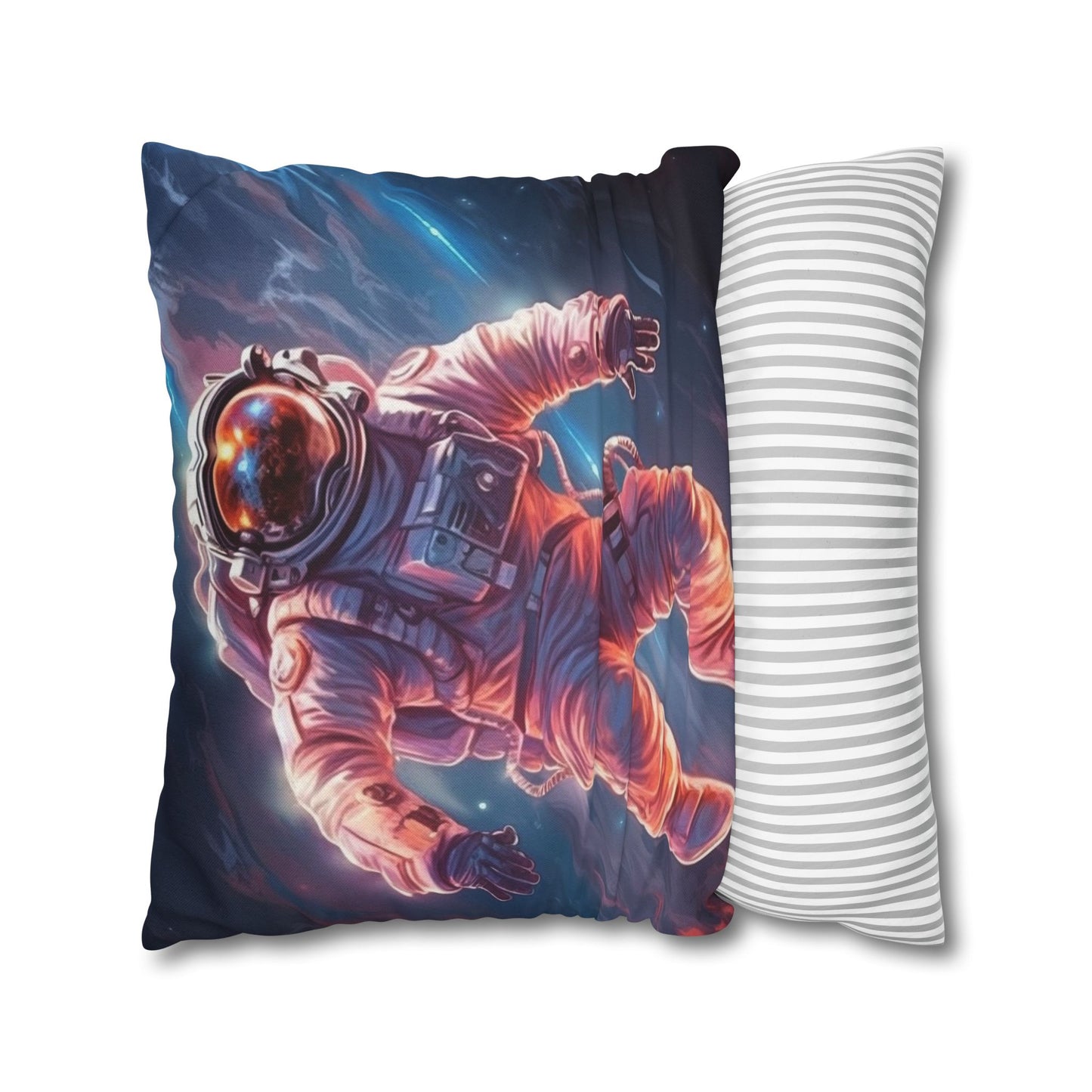 Astronaut Outer Space - Galaxy Starfield Art Spun Polyester Square Pillow Case