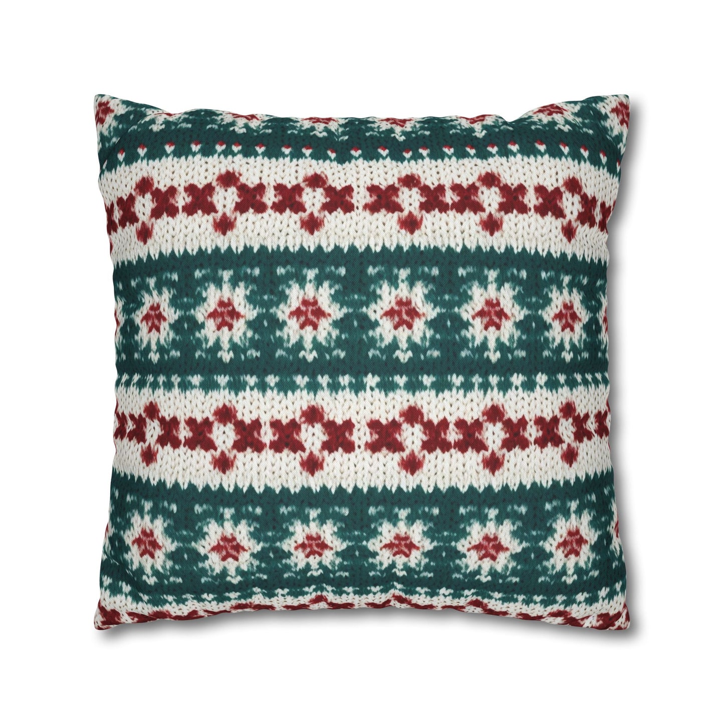 Christmas Knit Crochet Holiday, Festive Yuletide Pattern, Winter Season - Spun Polyester Square Pillow Case