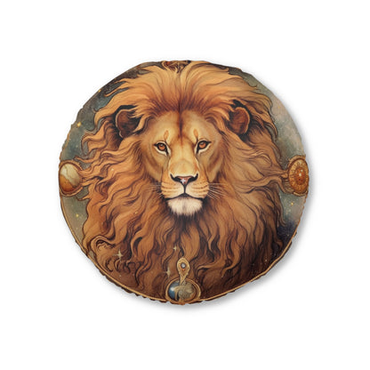 Astrological Leo Sign Vibrant Celestial Cosmic Zodiac - Tufted Floor Pillow, Round