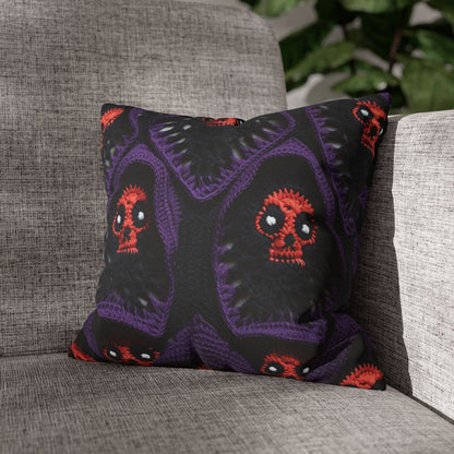 Grim Reaper Crochet Halloween Fright Scare Ghoul Fantasy Horror - Spun Polyester Square Pillow Case