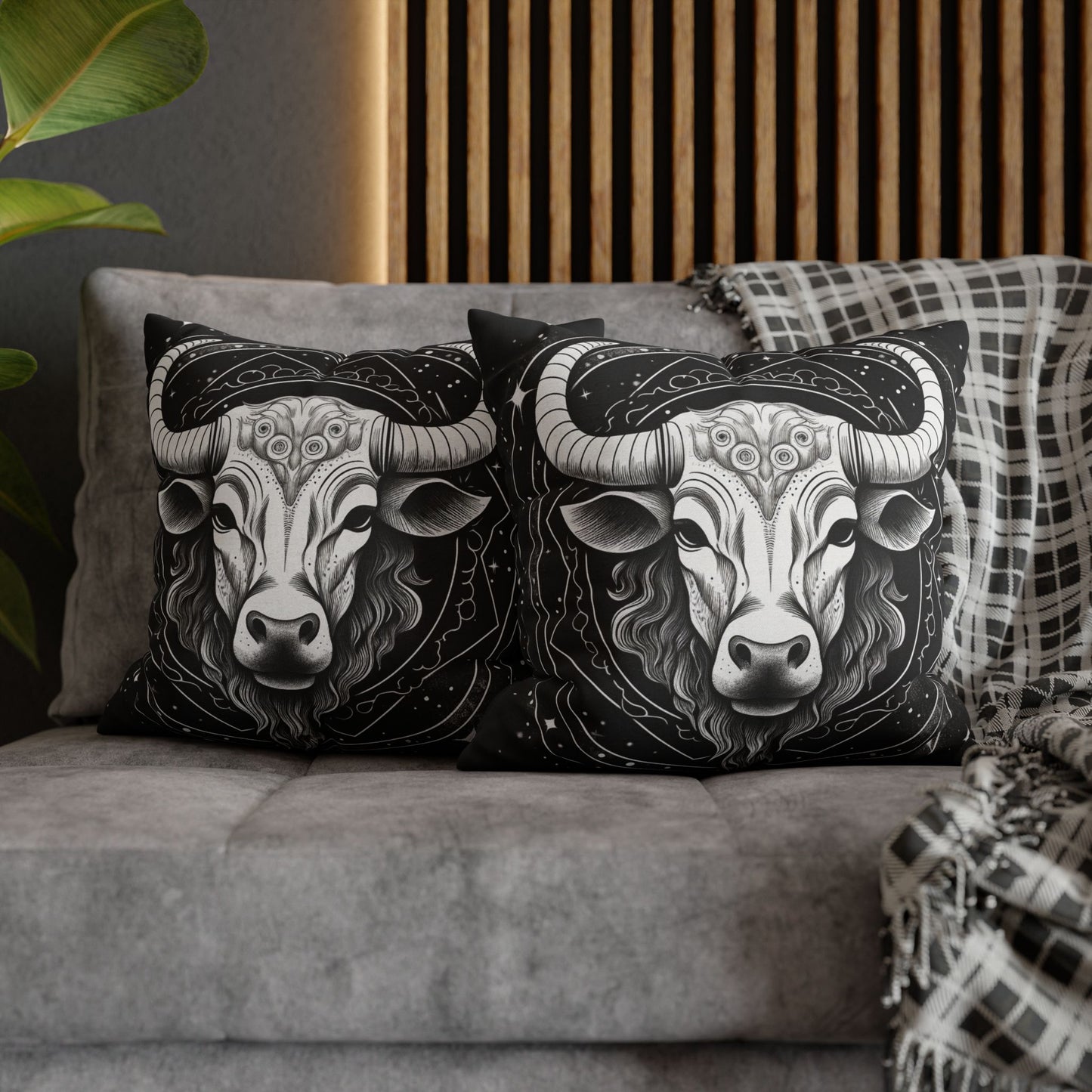 Taurus Sign Spun Polyester Square Pillow Case, Indoor, Double Sided