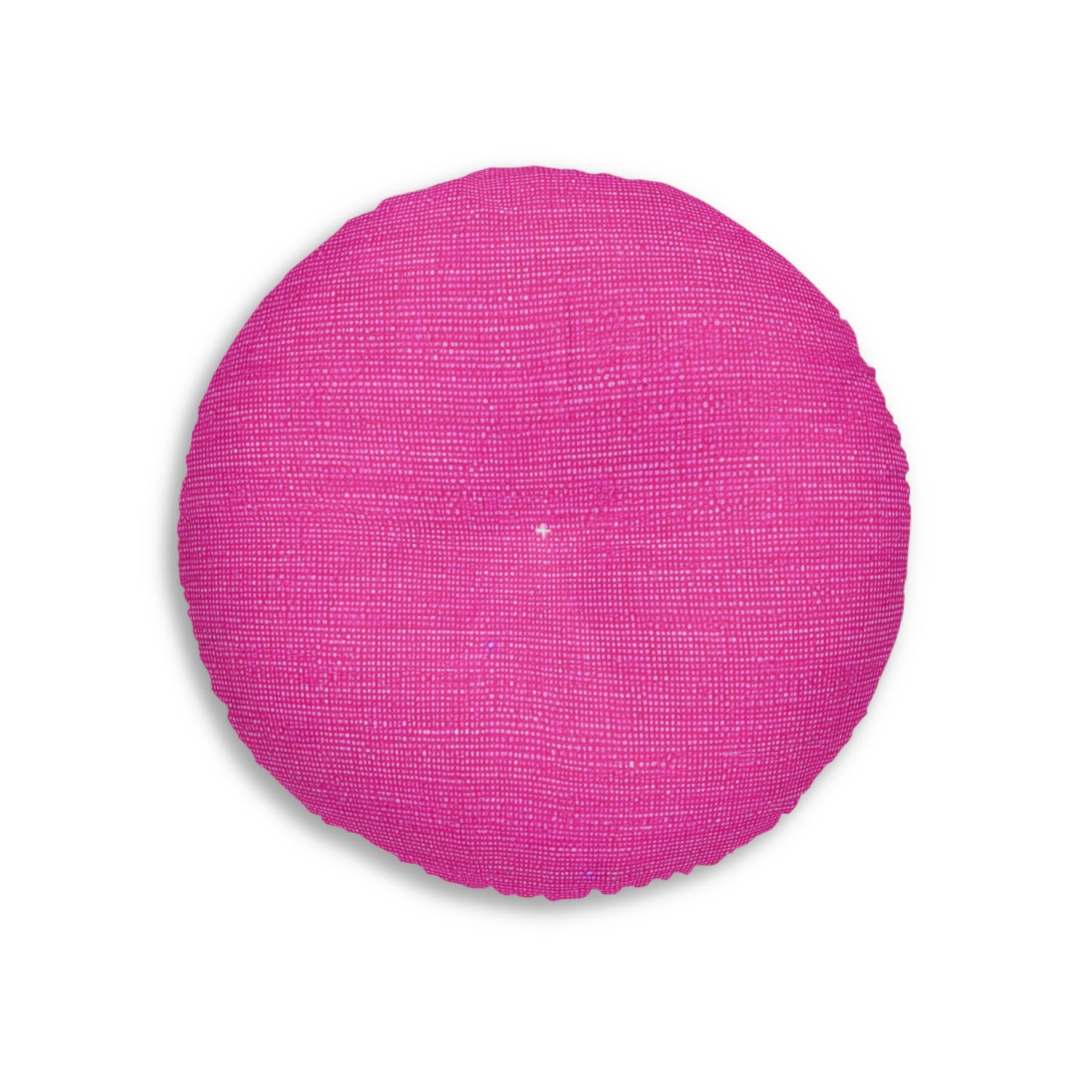 Hot Neon Pink Doll Like: Denim-Inspired, Bold & Bright Fabric - Tufted Floor Pillow, Round