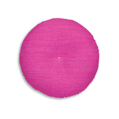 Hot Neon Pink Doll Like: Denim-Inspired, Bold & Bright Fabric - Tufted Floor Pillow, Round