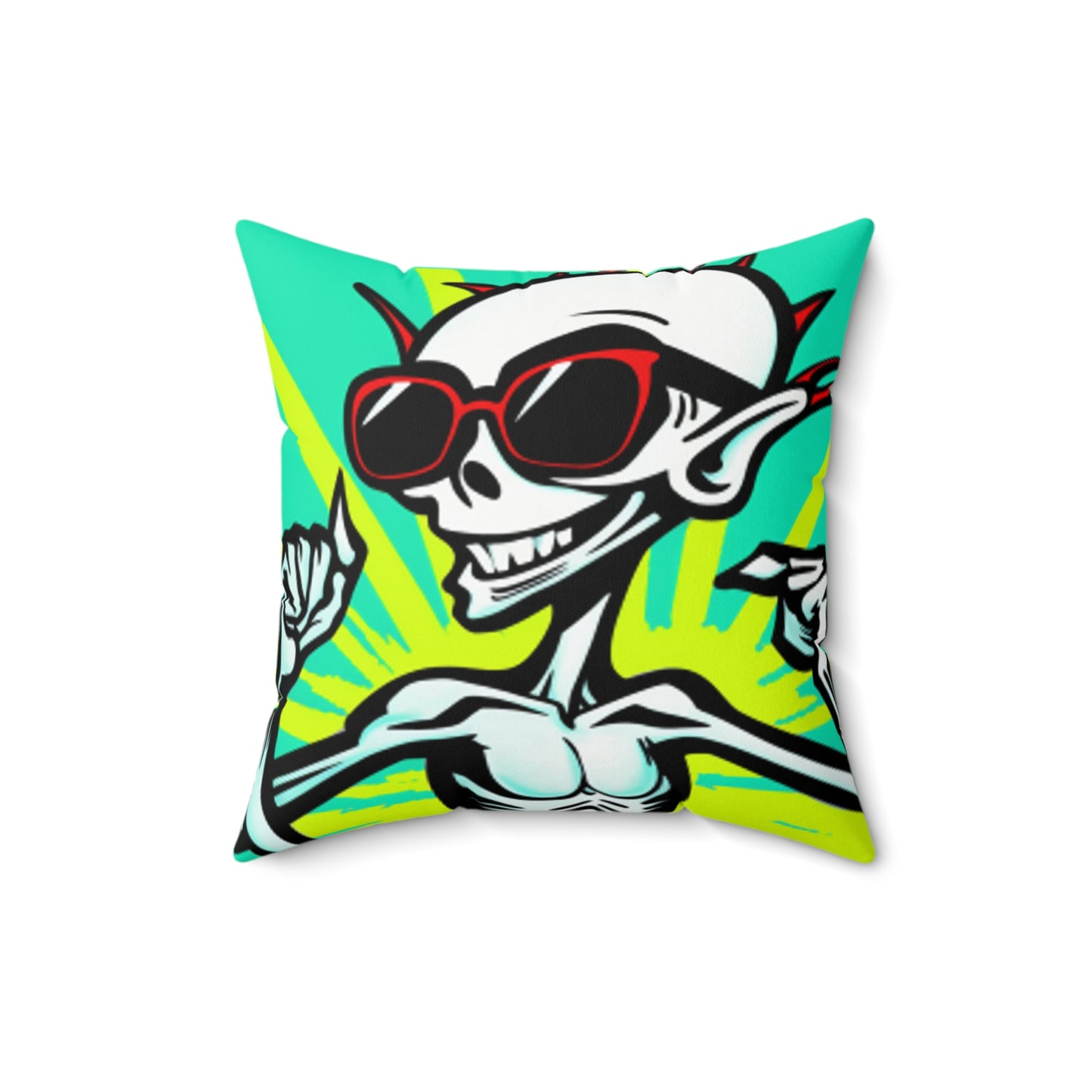 Beach Bum Summer Alien Anime Spun Polyester Square Pillow