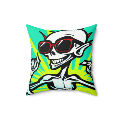 Beach Bum Summer Alien Anime Spun Polyester Square Pillow