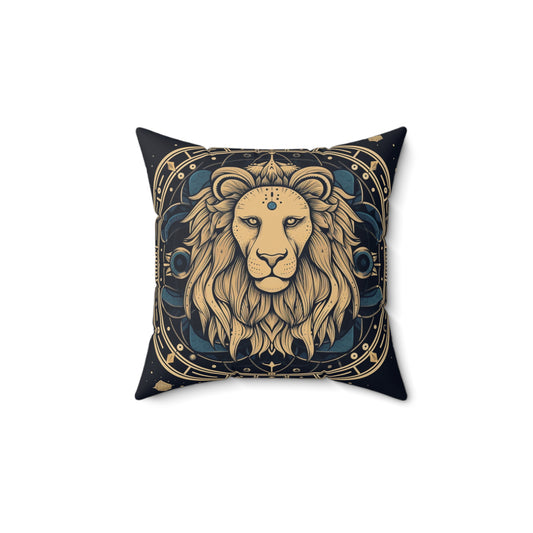 Leo Zodiac Sign - Mystic Circle Astrology Art Cosmic constellation - Spun Polyester Square Pillow