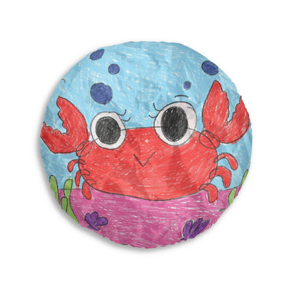 Lobster Crab Graphic Sea Lovers Tufted Floor Pillow, Round