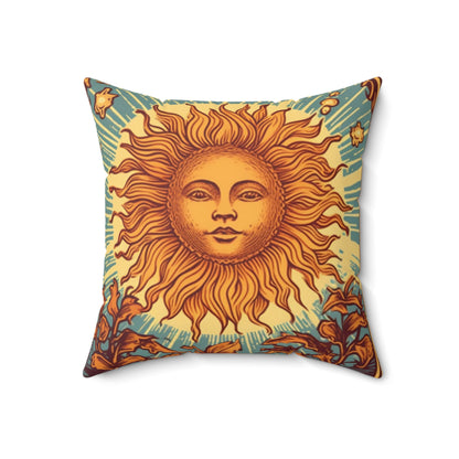 Sun Tarot Card Symbol of Growth, Life, and Radiance - Spun Polyester Square Pillow