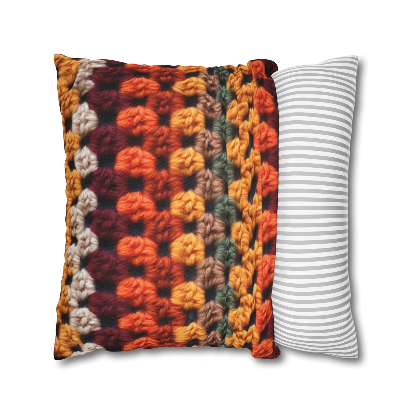 Crochet Thanksgiving Fall: Classic Fashion Colors for Seasonal Look - Spun Polyester Square Pillow Case