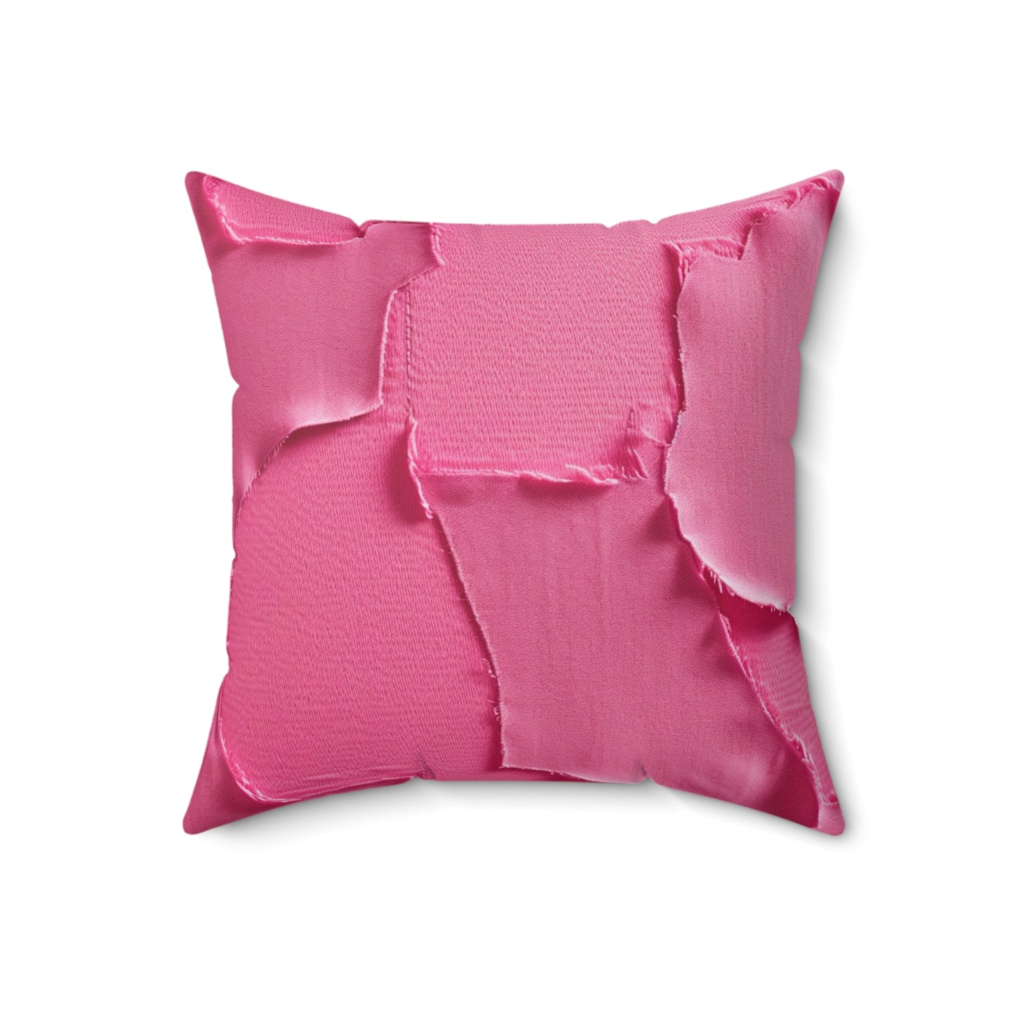 Distressed Neon Pink: Edgy, Ripped Denim-Inspired Doll Fabric - Spun Polyester Square Pillow