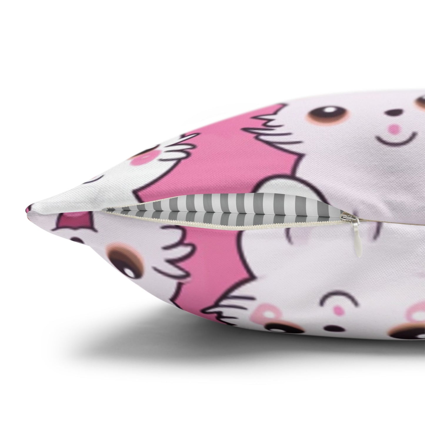 Adorable Cartoon-Style Anime Kitten, Cat, Kitty Pattern - Cute and Colorful - Spun Polyester Square Pillow Case