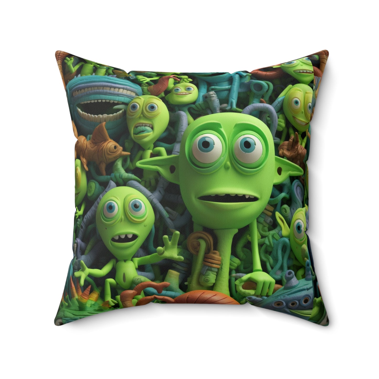 Toy Alien Story Space Character Galactic UFO Anime Cartoon - Spun Polyester Square Pillow