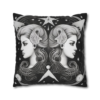 Gemini Zodiac Polyester Square Pillow Case, Indoor, Double Sided Print