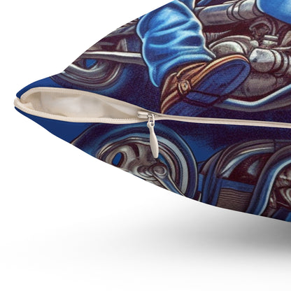 Frog Motorcycle Rider 4th of July USA Patriotic American Graphic Spun Polyester Square Pillow