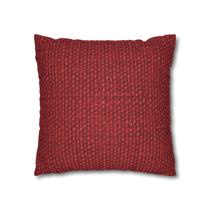 Bold Ruby Red: Denim-Inspired, Passionate Fabric Style - Spun Polyester Square Pillow Case