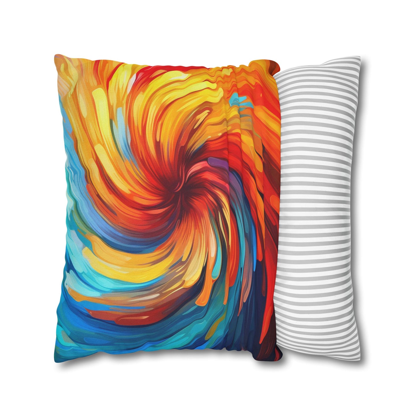 Vibrant Swirling Abstract Art - Unique and Colorful Spun Polyester Square Pillow Case