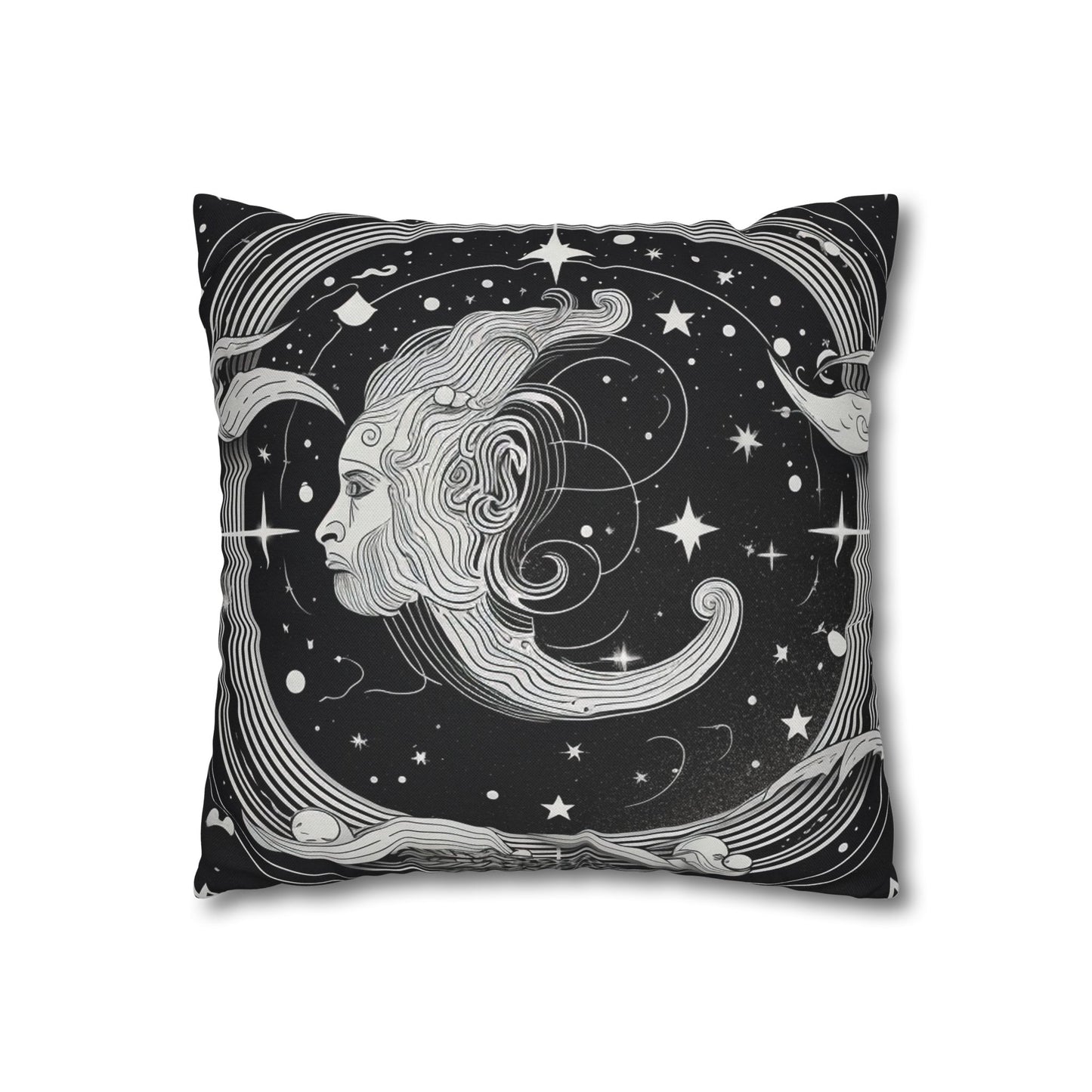 Aquarius Sign Spun Polyester Square Pillow Case, Double Sided Print