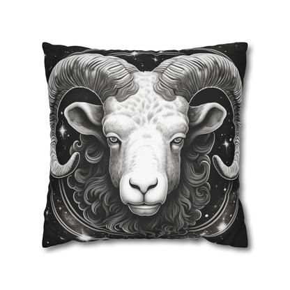 Aries Zodiac Sign Spun Polyester Square Pillow Case, Double Sided Print