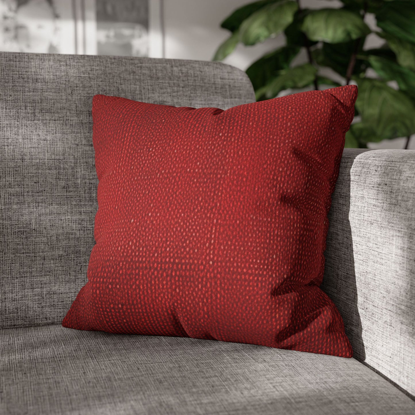 Juicy Red Berry Blast: Denim Fabric Inspired Design - Spun Polyester Square Pillow Case