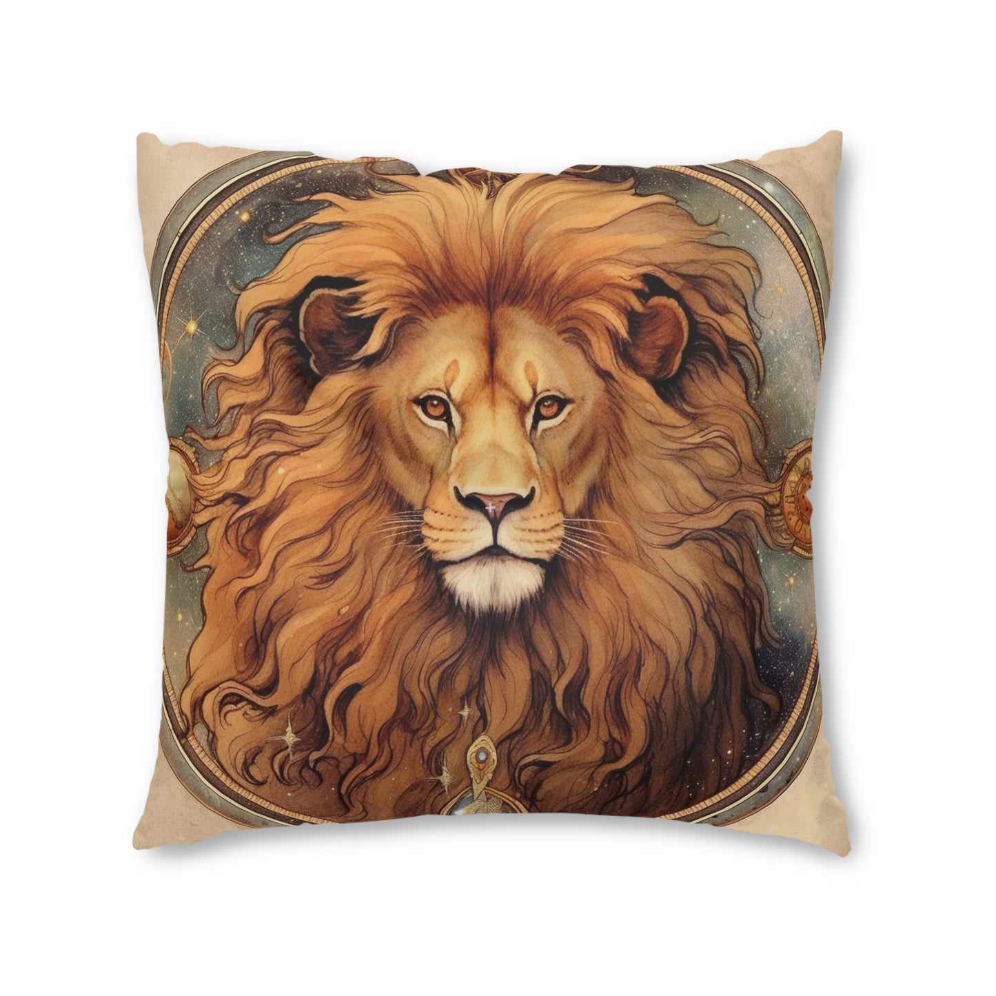 Astrological Leo Sign Vibrant Celestial Cosmic Zodiac - Tufted Floor Pillow, Square