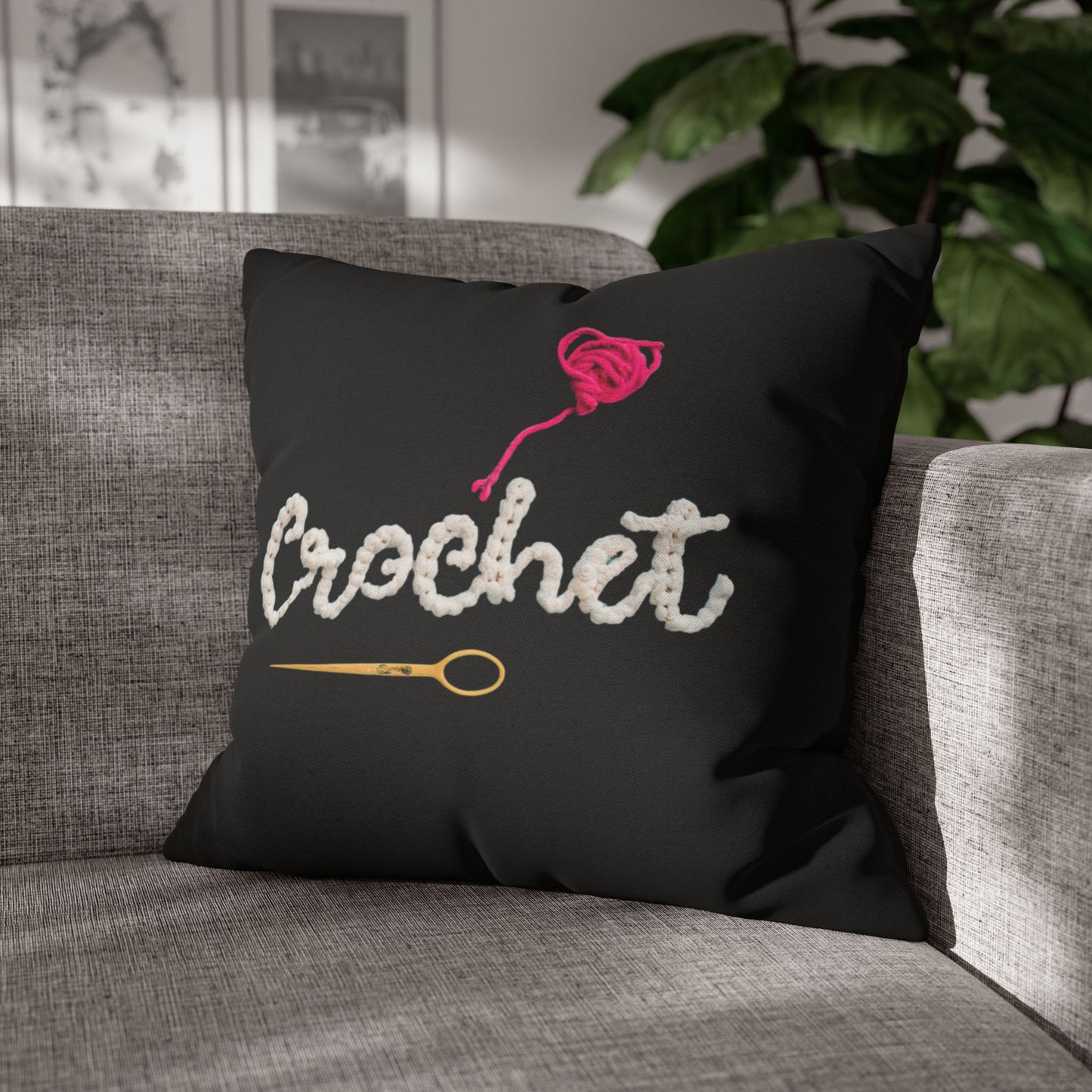 Crochet Love Gift - Heartfelt Fabric Fashion Collector Style - Spun Polyester Square Pillow Case