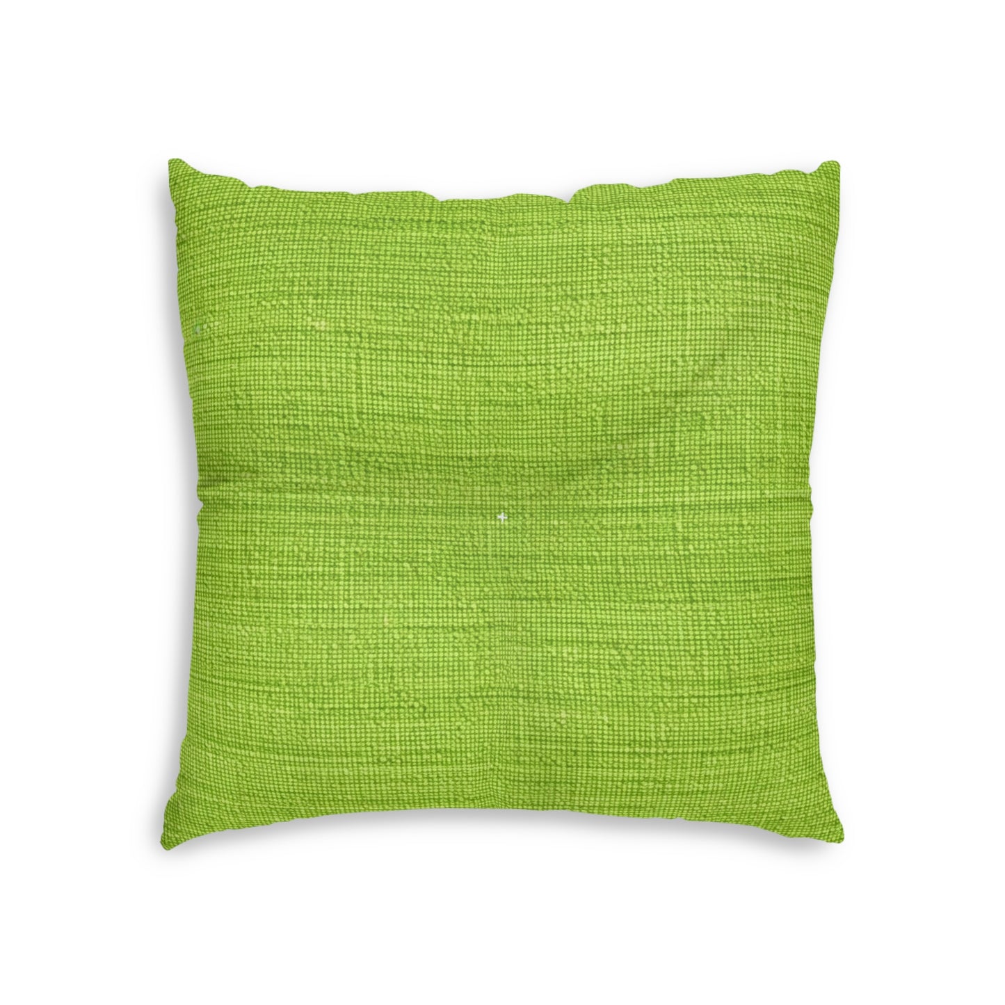 Lush Grass Neon Green: Denim-Inspired, Springtime Fabric Style - Tufted Floor Pillow, Square