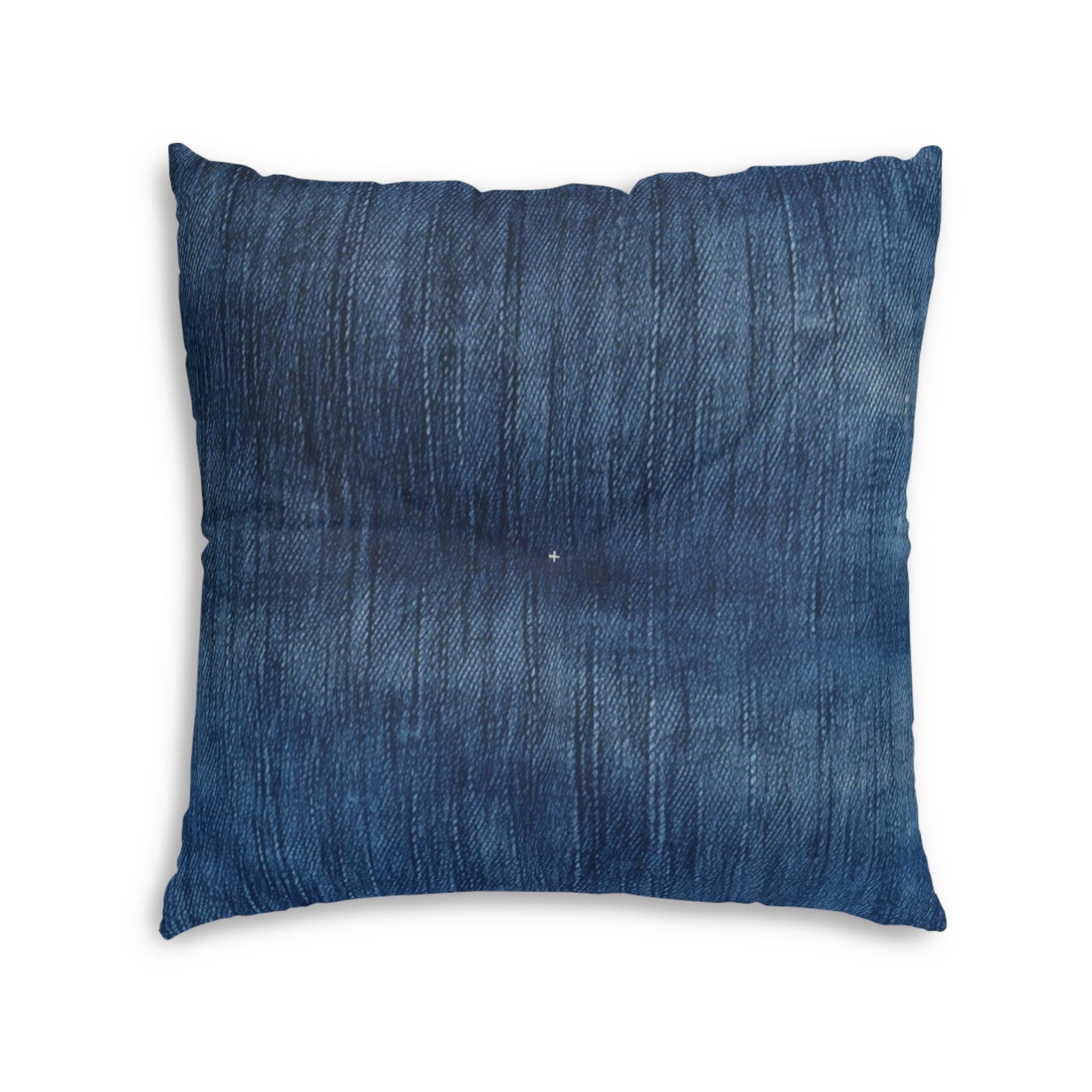 Indigo Splash: Washed Denim Reverie in Deep Blue - Tufted Floor Pillow, Square