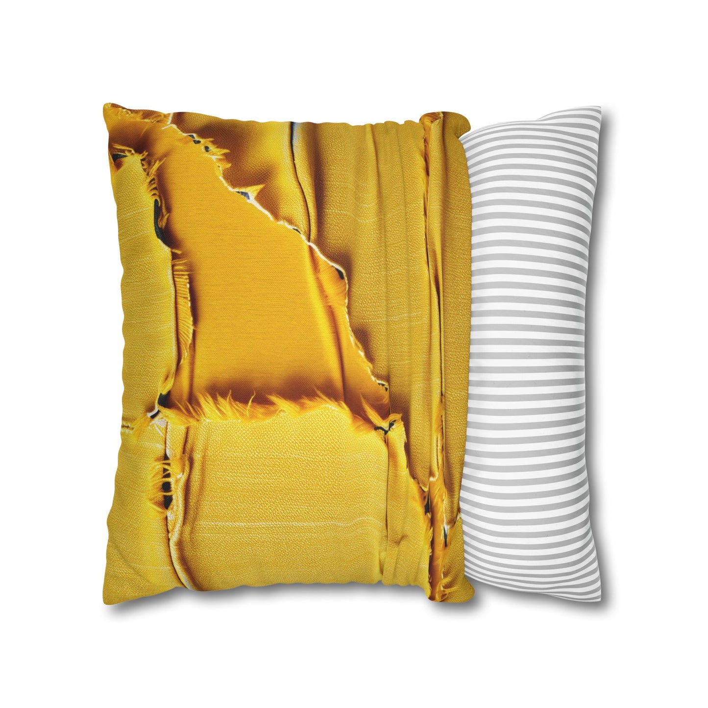 Banana Yellow Lemon: Bold Distressed, Denim-Inspired Fabric - Spun Polyester Square Pillow Case